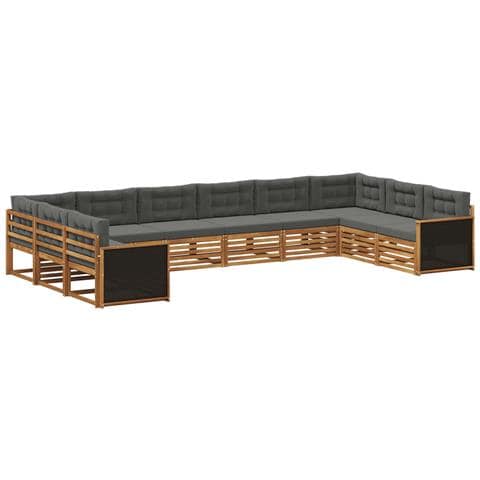 Set divani con cuscino 10 pcs Legno di Acacia Massello - Foto 1