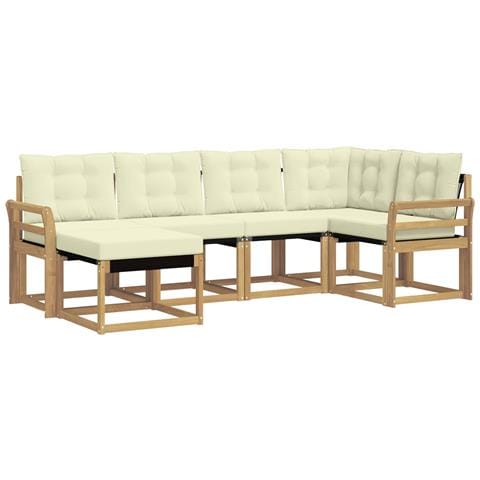 Set di divani da esterno con cuscino 6 pcs Bianco e Crema - Foto 1
