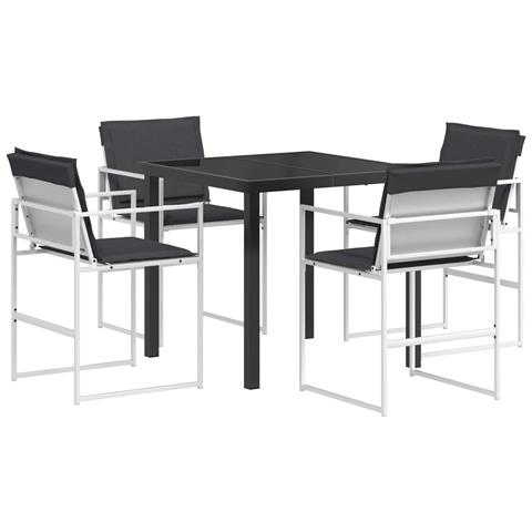 Set da Pranzo per Giardino 5 pcs Bianco e Antracite - Foto 1