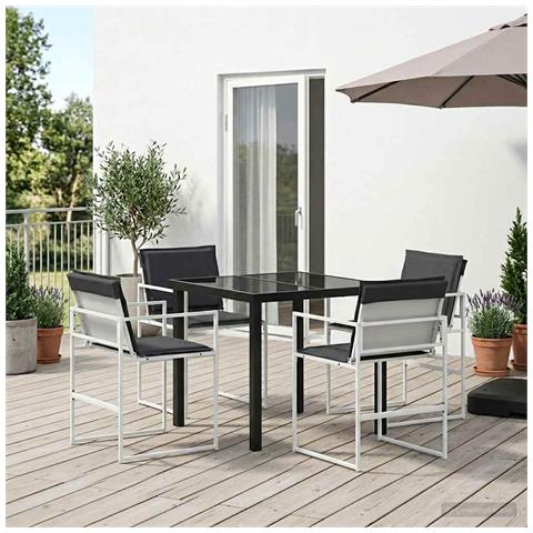 Set da Pranzo per Giardino 5 pcs Bianco e Antracite - Foto 2