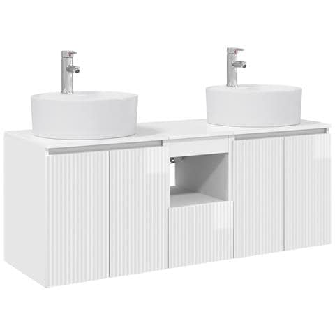 Set di Armadi da Bagno 3 pz Bianco Lucido 49,5 x 44,5 x 65 cm - Foto 1