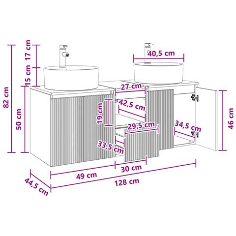 Set di Armadi da Bagno 3 pz Bianco Lucido 49,5 x 44,5 x 65 cm - Foto 10