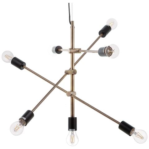 Lampadario A 7 Punti Luce In Metallo Color Ottone Cremera - Foto 35