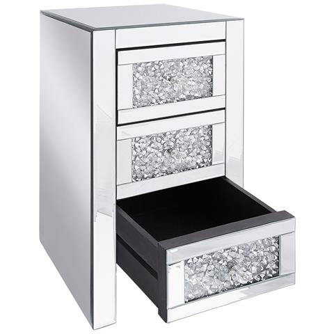 Comodino Con 3 Cassetti Argento Specchiato Loray - Foto 14