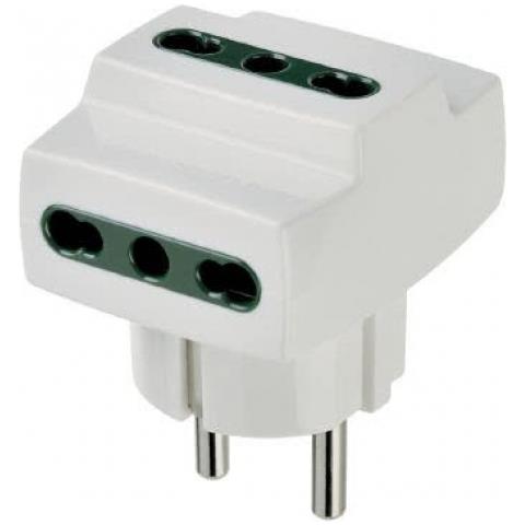 Adattatore Triplo Prese Bipasso Spina Shuko S31+3p17/11 Bianco - 00324. b - Foto 2