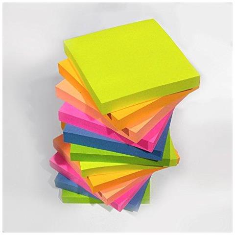 1200 Qualit Neon Assortiti Colorati Removibili Sticky Notes 76x76mm 12 Pastiglie Di 100 Confezionate Singolarmente -fba - Foto 1