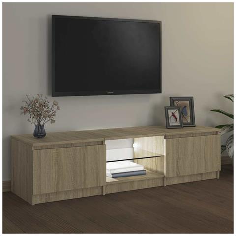 Mobile Porta TV con Luci LED Rovere Sonoma 140x40x35,5 cm - Foto 2