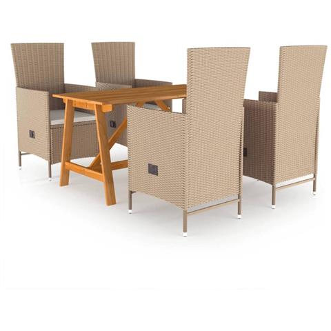 Set Mobili Da Pranzo Per Giardino 5 Pz Beige - Foto 1