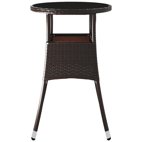 Tavolo Giardino 60x75 Cm Vetro Temperato E Polyrattan Marrone - Foto 2