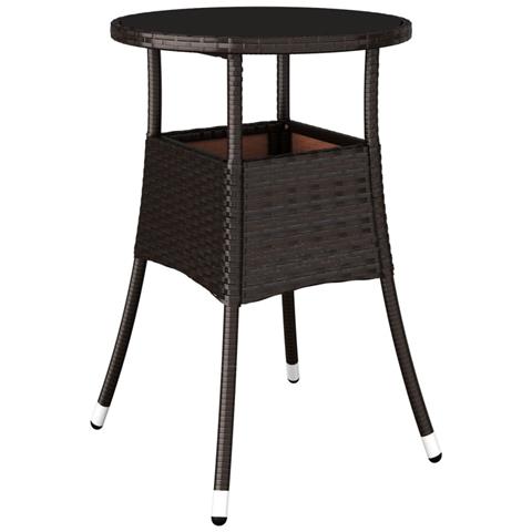 Tavolo Giardino 60x75 Cm Vetro Temperato E Polyrattan Marrone - Foto 1