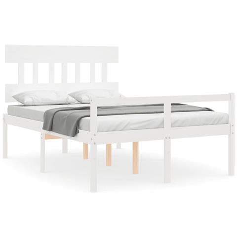 Letto per Anziani Bianco Testiera Small Double Legno Massello - Foto 1