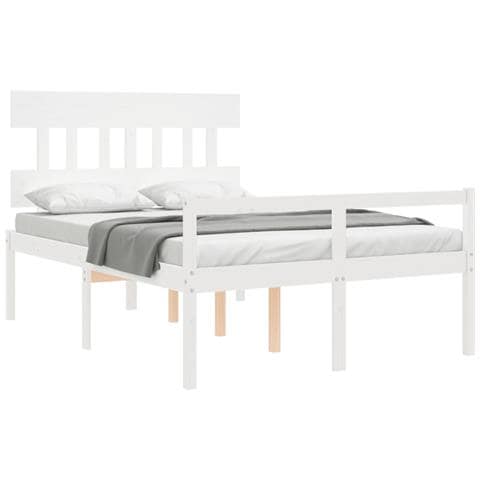 Letto per Anziani Bianco Testiera Small Double Legno Massello - Foto 9