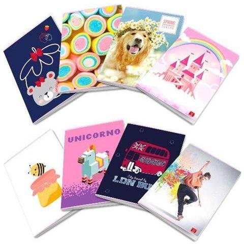 Bimba Quaderno Punto Metallico 80 Gr 210x297 Mm 20 Fogli A Quadretti 5m Fantasie Assortite Conf 10 Pz. - Foto 1