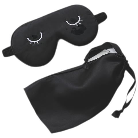 Maschera Per Gli Occhi Oscurante Per Il Sonno In Tessuto Simile Alla Seta Ricamata Con Custodia In Tessuto - Foto 1