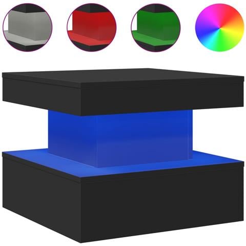 Tavolino Da Salotto Con Luci Led Nero 50x50x40 Cm - Foto 2