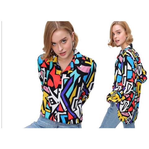 Camicia Fantasia Grafica Taglia 36 - Nera - Foto 1