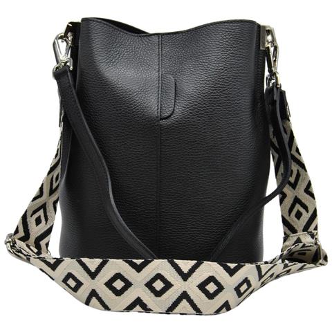 Borsa A Tracolla Venezia - Nero - Pelle Di Vitello Dollaro - 24x16,5x27,5 Cm - Foto 2