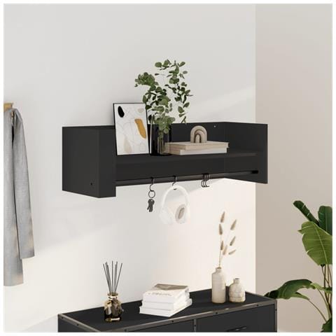 Scaffale A Parete Nero 100x35x30,5 Cm In Legno Multistrato - Foto 1