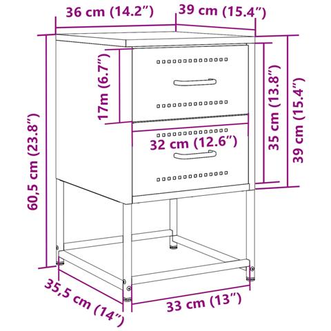 Comodino Rosa 36x39x60,5 Cm In Acciaio - Foto 2