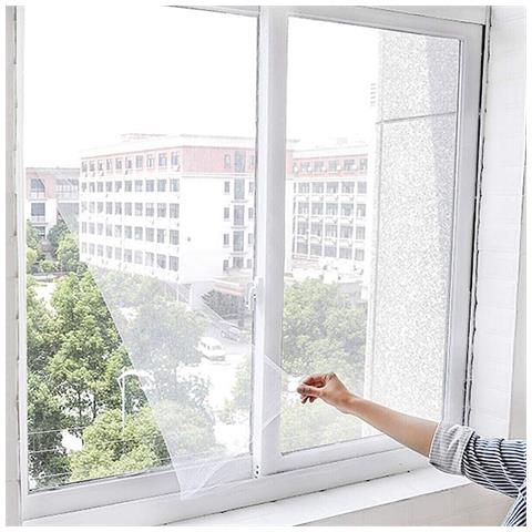 Zanzariera Per Finestra Tenda Adesiva Telo Anti Zanzare Insetti Bianca 150x180cm - Foto 2