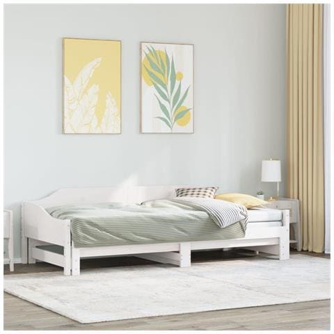 Divano Letto Con Letto Estraibile Bianco 90x200cm Massello Pino - Foto 1