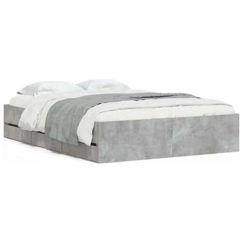Giroletto Cassetti Grigio Cemento 135x190 Cm Legno Multistrato - Foto 2