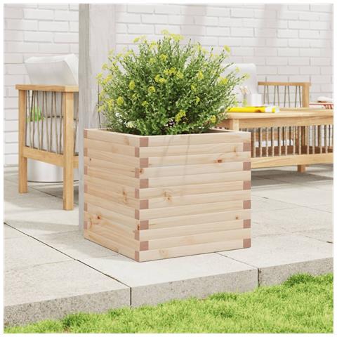 Fioriera Da Giardino 50x50x46 Cm In Legno Massello Di Pino - Foto 3