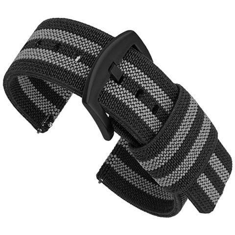 Cinturino In Nylon Per Orologio Con Barre A Molla A Sgancio Rapido Black+grey 22 Mm - Foto 2