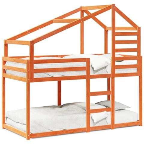 Letto A Castello Con Tetto Cera 90x200 Cm Legno Massello Pino - Foto 2