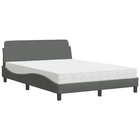 Letto Con Materasso Grigio Scuro 120x200 Cm Tessuto - Foto 2