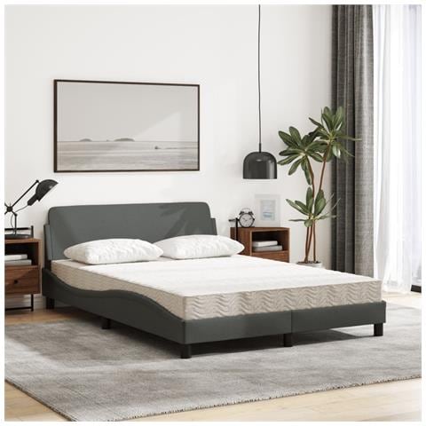 Letto Con Materasso Grigio Scuro 120x200 Cm Tessuto - Foto 3