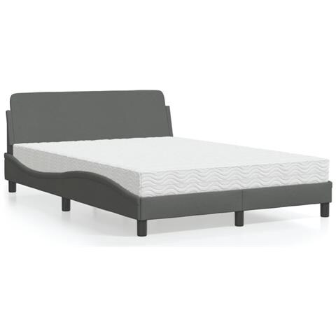 Letto Con Materasso Grigio Scuro 120x200 Cm Tessuto - Foto 1