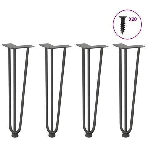 Gambe Tavolo A Forcina 4 Pz Antracite 42 Cm Acciaio Massiccio - Foto 1