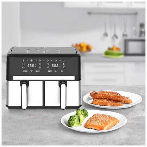 Friggitrice Ad Aria Senza Olio Da 3000w A Doppio Cestello Con Capacità Totale Di 10l. Pannello Digitale Multifunzionale Con Timer E Allarme Di Fine Cottura. - Foto 2