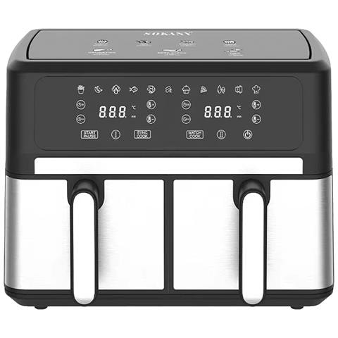 Friggitrice Ad Aria Senza Olio Da 3000w A Doppio Cestello Con Capacità Totale Di 10l. Pannello Digitale Multifunzionale Con Timer E Allarme Di Fine Cottura. - Foto 1