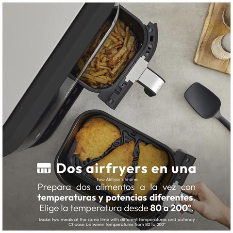 Friggitrice Ad Aria Senza Olio Da 3000w A Doppio Cestello Con Capacità Totale Di 10l. Pannello Digitale Multifunzionale Con Timer E Allarme Di Fine Cottura. - Foto 4