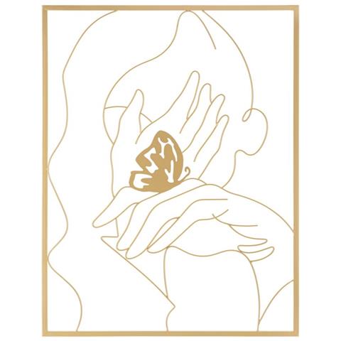 Decorazione In Metallo Mani - Oro - Metallo - 60x1x80 Cm - Foto 1