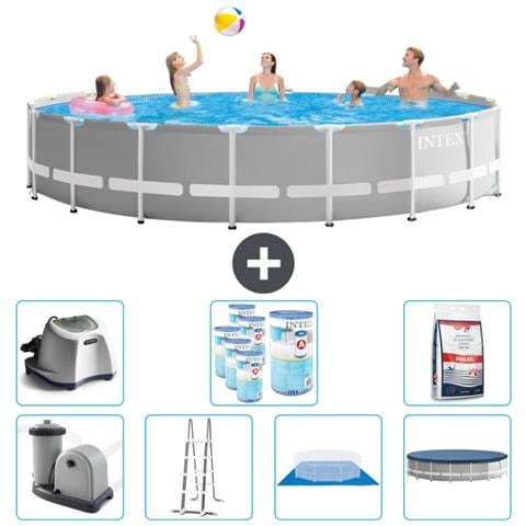 Piscina Fuori Terra - In Giro - 549x549x122 Cm - Grigio - Include Accessori Coordinati Cb57 - Foto 1