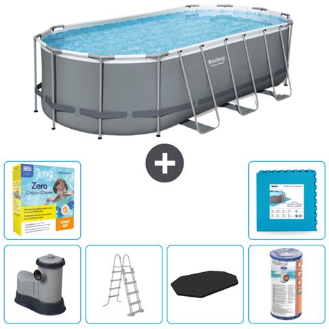 Piscina Fuori Terra - Ovale - 549x274x122 Cm - Grigio - Include Accessori Coordinati Cb34 - Foto 1