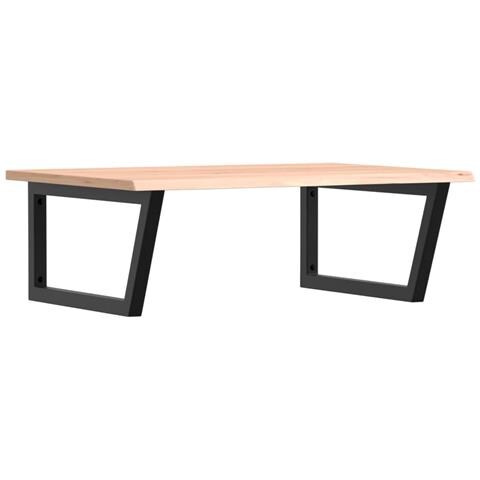 Ripiano A Parete Per Lavabo In Acciaio E Massello Di Rovere - Foto 1