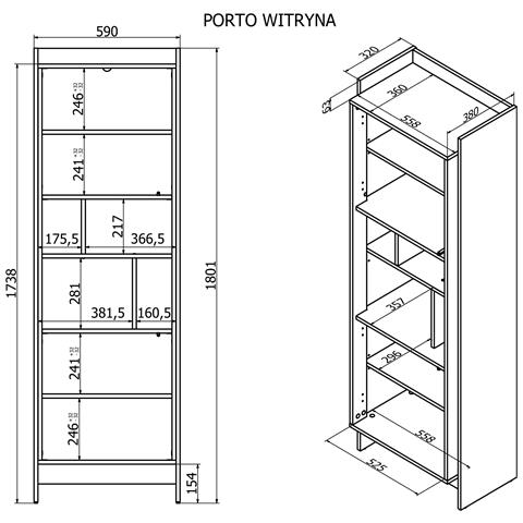 Vetrina PORTO 59x38x180 rovere /nero - Foto 2