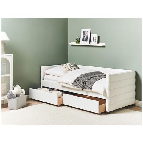 Letto Da Giorno Con Contenitore Velluto Marray 90 X 200 Cm Bianco Sporco - Foto 1