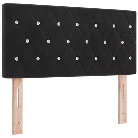 Testiera  con bottoni in cristallo e velluto nero 90 cm - Foto 1