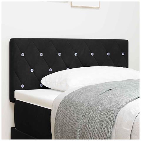 Testiera  con bottoni in cristallo e velluto nero 90 cm - Foto 2