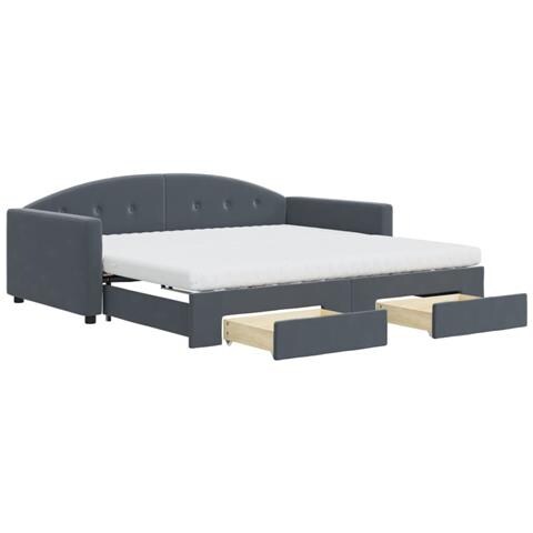 Divano Letto Estraibile Cassetti Grigio Scuro 100x200cm Velluto - Foto 1