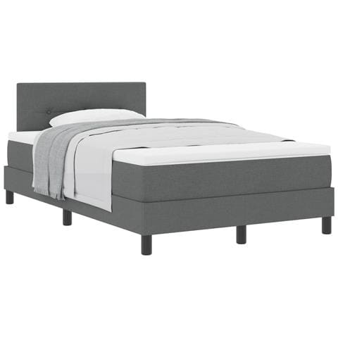 Letto a Rete con Materasso Grigio Scuro 120x190 cm Tessuto - Foto 1