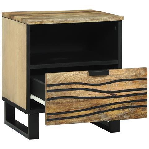 Comodino 40x33x46 cm Legno massello di mango - Foto 2