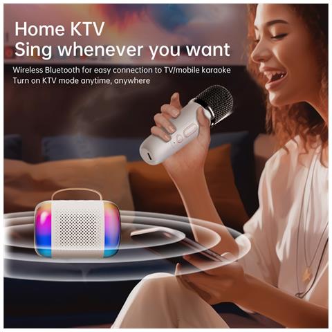 Altoparlante Bluetooth Per Karaoke All-in-one Con Microfono Singolo Y5 - Foto 2