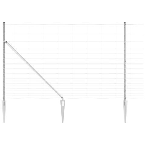 Recinzione da Campo  1.5x50 m in Acciaio Zincato, Pali per Recinzione  con Picchetto 13 pcs Ø32 mm 170 cm Acciaio Zincato - Foto 1