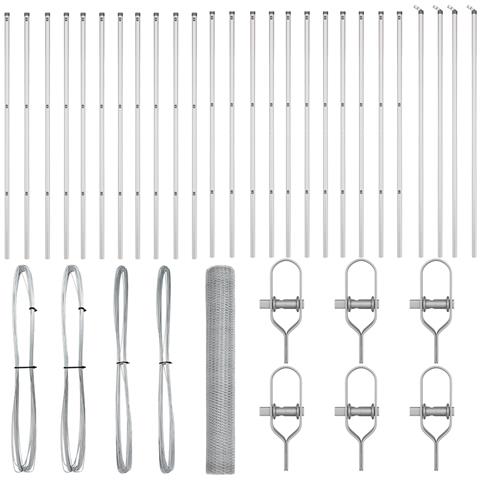 Recinzione Esagonale  1x50 m Acciaio Zincato, Pali di Recinzione  13 pezzi Ø32 mm 150 cm Acciaio Zincato - Foto 1